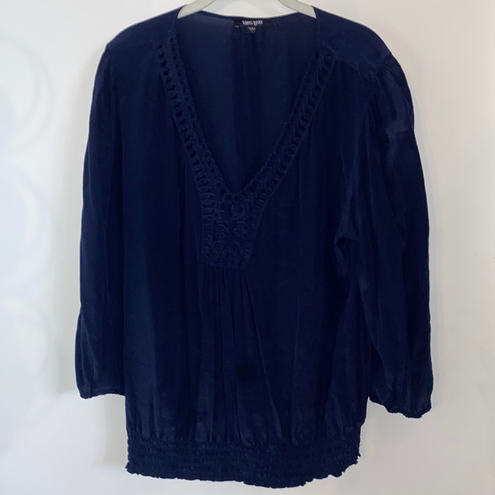Daniel Rainn XL navy silk blouse